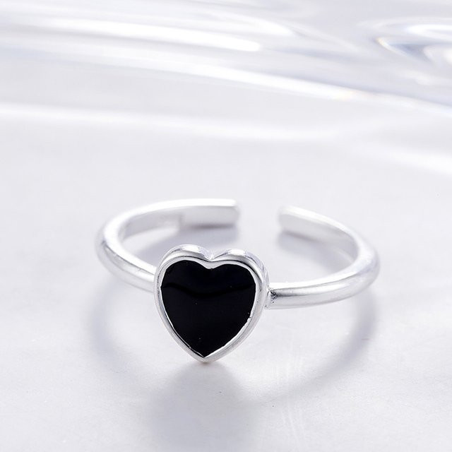 GaGa-Duck Ring, 925 Silber, Herzform, Schwarz, Epoxidharz - Bild 1
