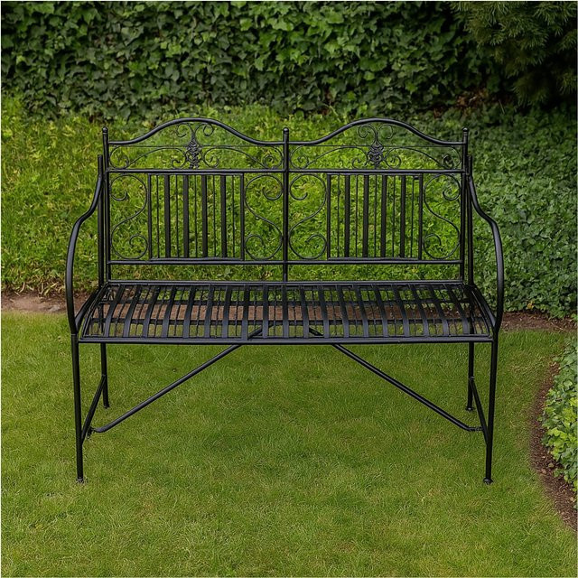 HTI-Living Gartenbank Celia aus Metall in Schwarz für Garten und Außenbereich B/T/H: 106 x 57 x 91 cm - Bild 1