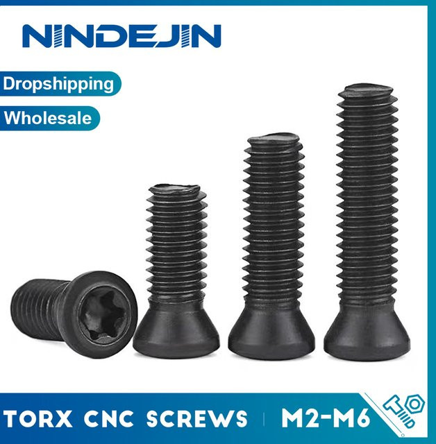 NINDEJIN CNC-Torx-Schrauben aus Stahl Güteklasse 12,9 in Schwarz für Hartmetalleinschneider und CNC-Drehwerkzeuge - Bild 1