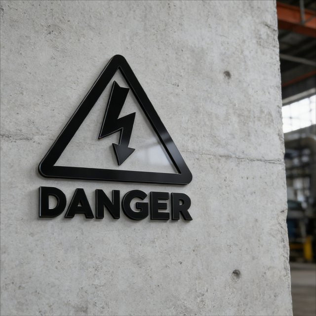 CIFBUY Gefahr Hochspannung 3D-Schild aus Acryl in Schwarz, selbstklebende Warnung zur Dekoration - Bild 1