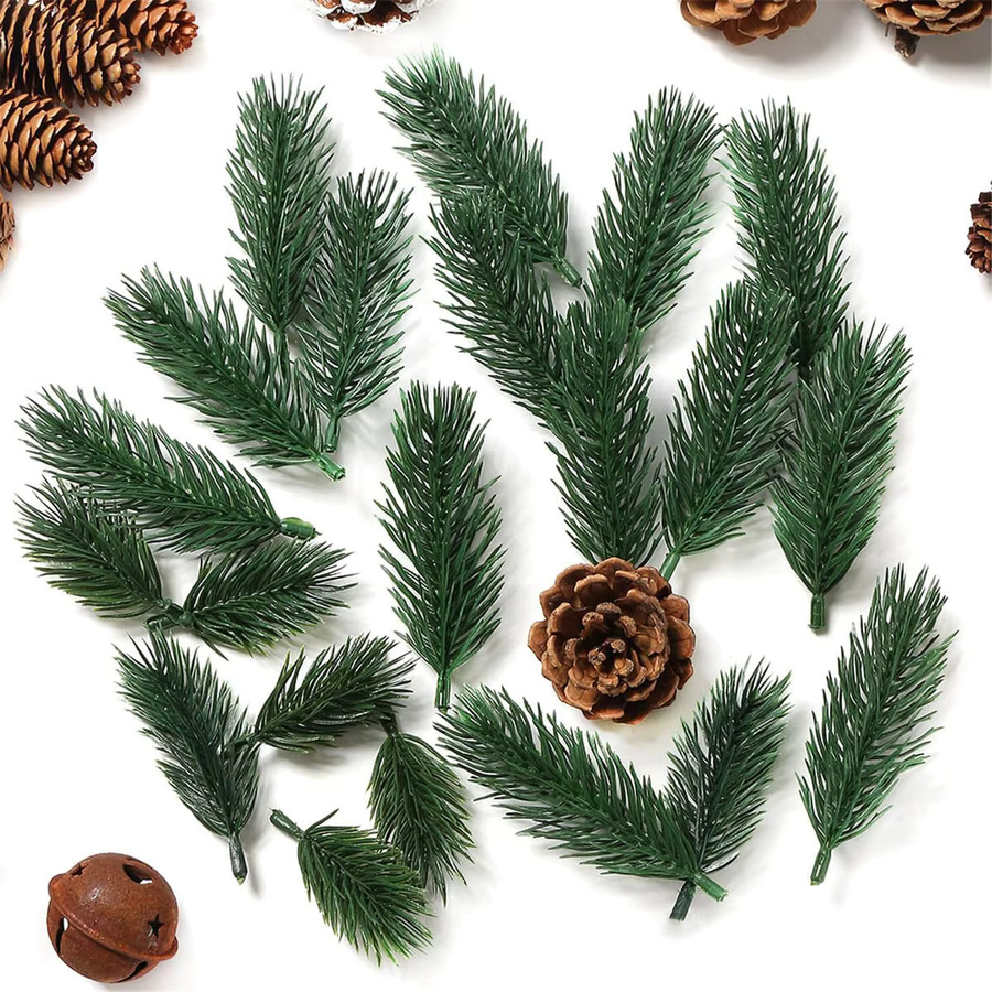 Künstliche Kiefernnadeln aus Kunststoff in Grün für Weihnachtsdeko und DIY-Bastelarbeiten, 30 bis 50 Stück - Bild 2