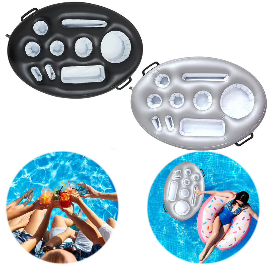 JOCESTYLE Aufblasbarer Getränkehalter aus PVC in Silber für Pool und Strand - Bild 3