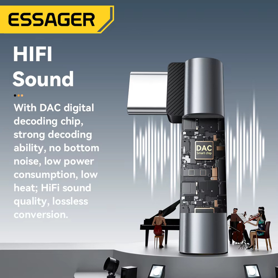 Essager Typ C auf 3,5 mm Klinke Audio-Adapter für USB-C Kopfhörer und Smartphones von Xiaomi, Huawei und Samsung - Bild 2