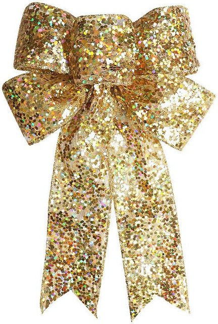 Handgefertigter Weihnachts-Deko-Bogen aus Hanf-Imitat in Gold von TOMTOP JMS - Bild 1