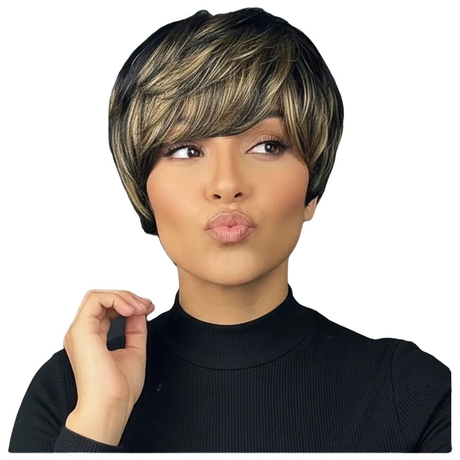 OYM HAIR Pixie-Perücke, Echthaar, 1B/30, mit Pony, Damen - Bild 4