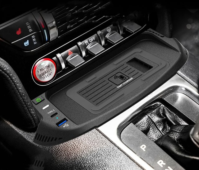 Carinway Wireless Handy-Ladegerät 15W mit Handyhalterung für Ford Mustang, Schwarz - Bild 1
