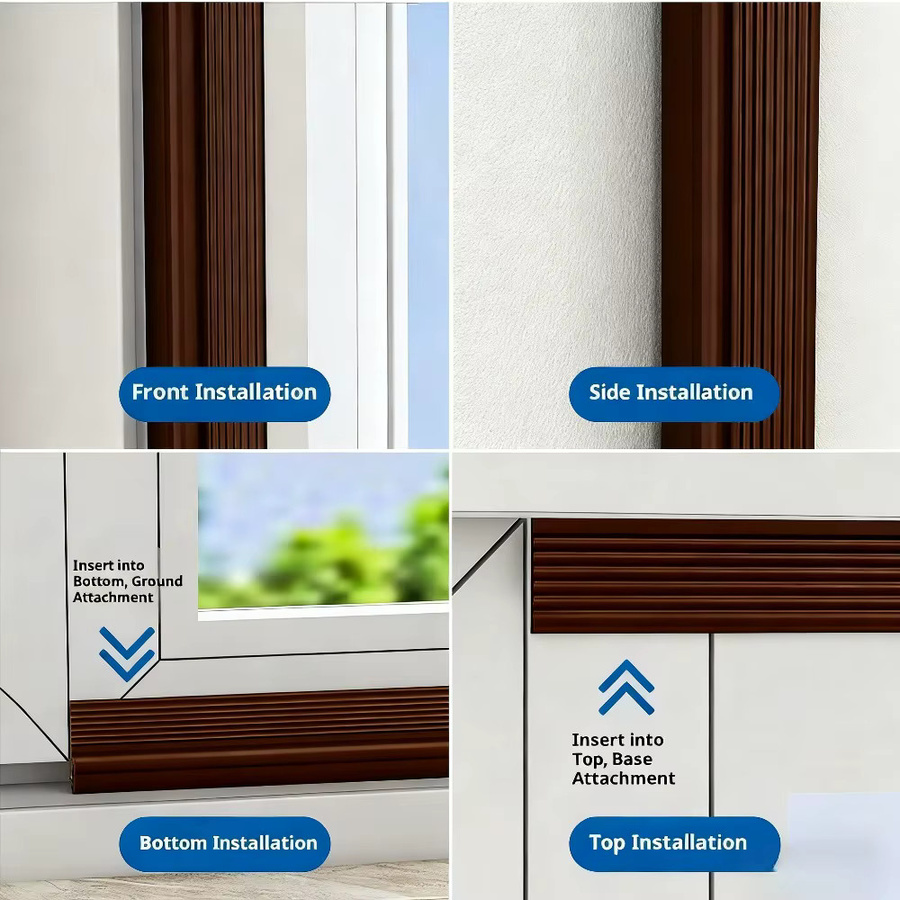 TFAAI TPE-Dichtungsstreifen für Schiebefenster und Türen, selbstklebend, winddicht und schalldämmend, transparent oder braun - Bild 3