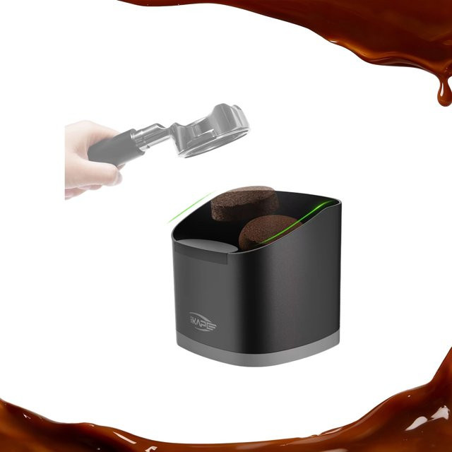 IKAPE Kaffee-Klopfbox Organizer in Schwarz mit abnehmbarer Basis und Silikon-Elementen für Espresso-Zubehör - Bild 1