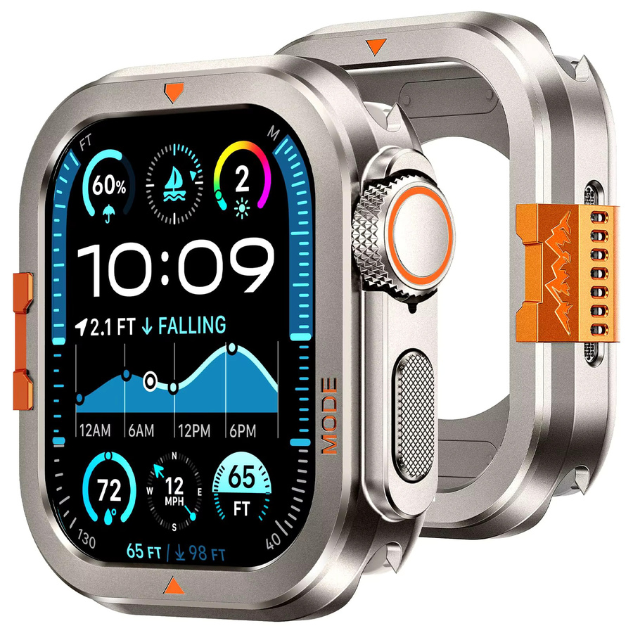 CAOWTAN Rahmenschutzhülle für Apple Watch, Aluminium, Silber, Unisex - Bild 2