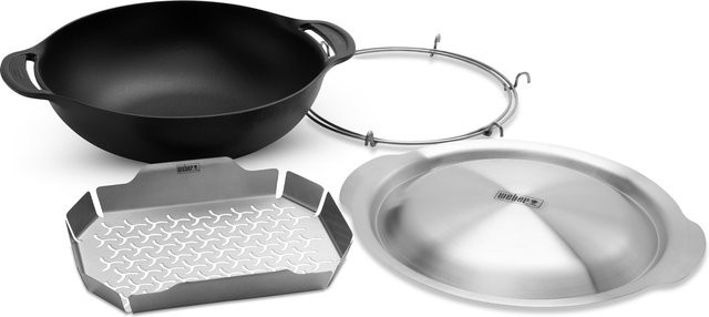 Weber CRAFTED Wok und Dampfgarer aus porzellanemailliertem Gusseisen, Schwarz - Bild 2