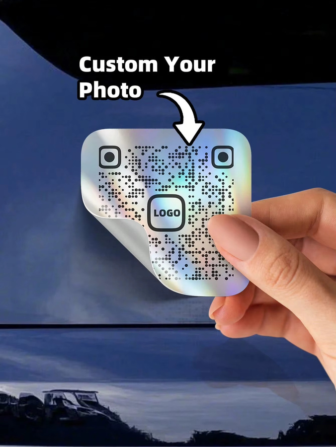 Personalisierte quadratische Aufkleber aus PVC mit holografischem Effekt, wasserfest, multicolor, für QR-Codes, Logos oder eigene Designs - Bild 3