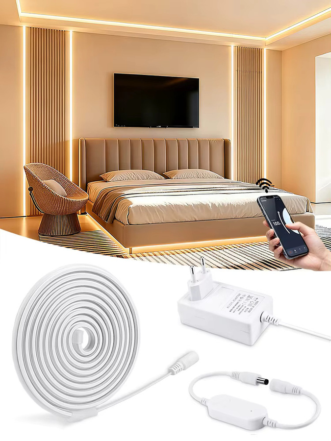 Rybakov COB-LED-Streifen aus Silikon, dimmbar, Tuya Smart WiFi Neonlicht in Weiß, 24V - Bild 6