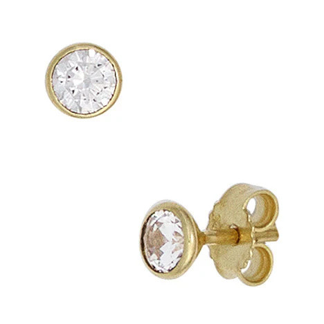 Colfem Ohrstecker 333 Gelbgold, Zirkonia, Unisex - Bild 1