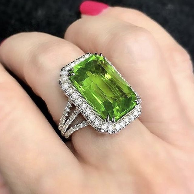 Huitan Ring, Silber, Zirkonia, Grün, Damen - Bild 1