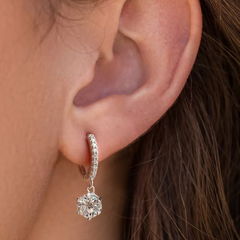 DWJ Creolen, 925 Silber, Moissanit-Diamant, Damen - Bild 3