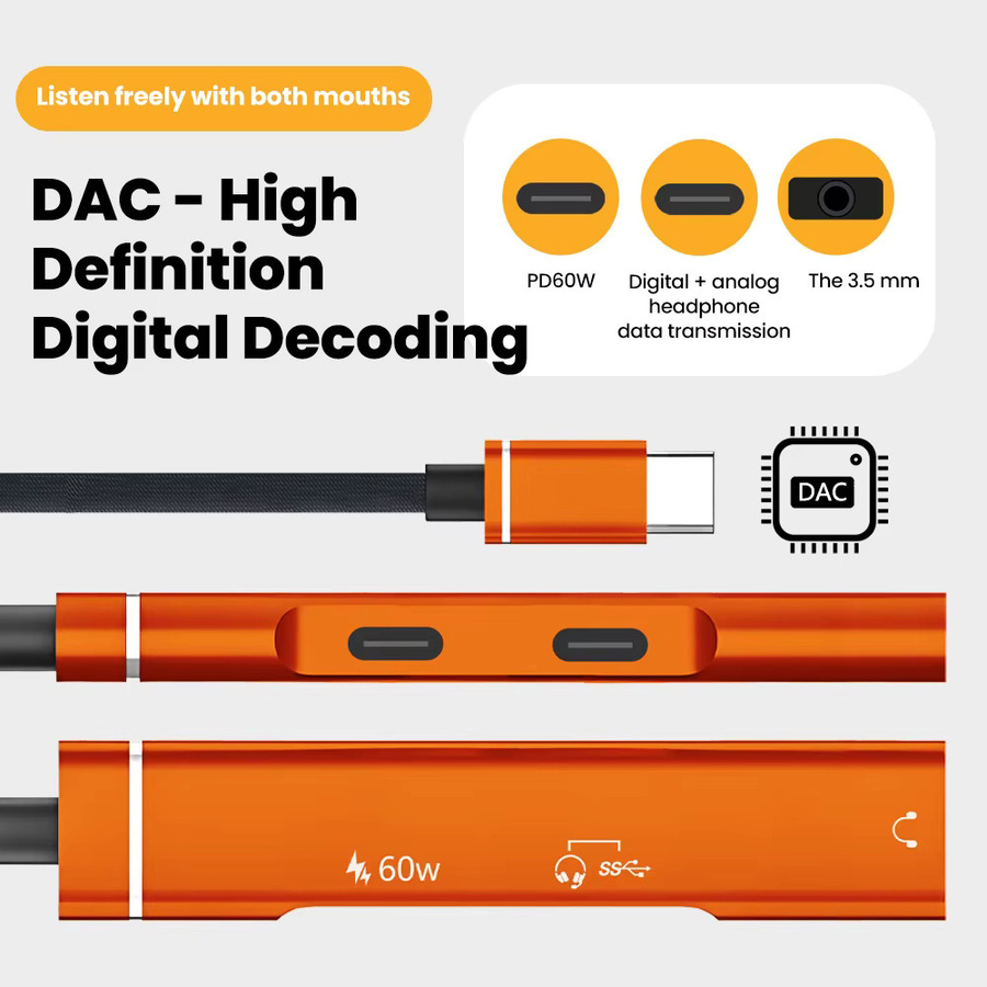 Elough USB C Hub PD 3.0 Dockingstation mit 3,5 mm Audio-Anschluss und USB-C Splitter-Adapter in Silber - Bild 3