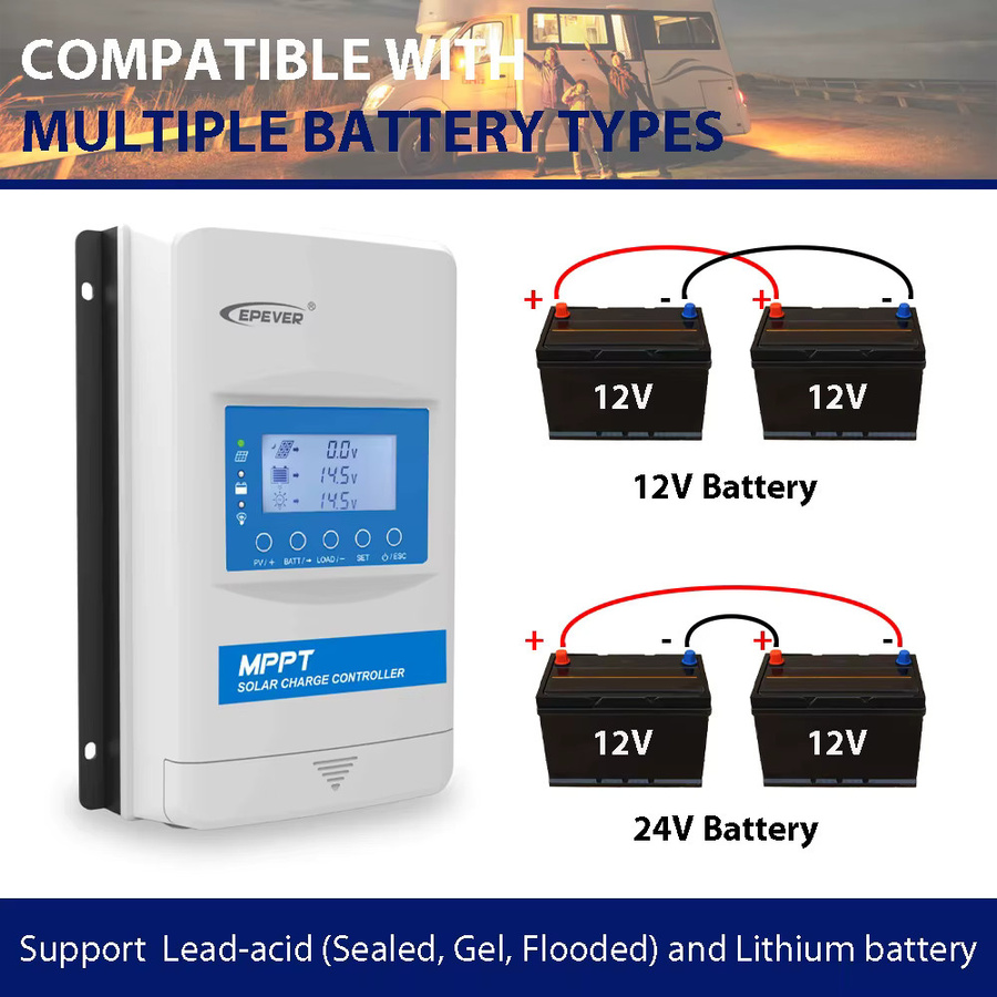 Epever Xtra MPPT Solar Laderegler für 12/24/36/48V Lithium Batterien, max. 150V PV, Farbe: Weiß - Bild 2