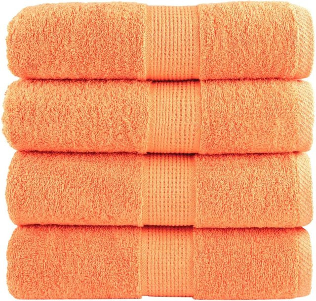 vidaXL Premium-Gästetücher Set aus 100% Baumwolle in Orange, 4 Stück, B/H: 30 x 50 cm, 600 g/m2 - Bild 1