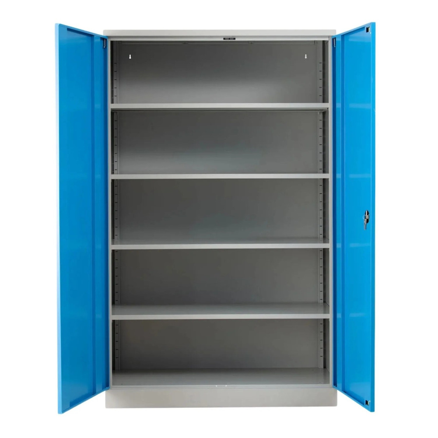 PROREGAL Stahlschrank Bee mit 7 lackierten Fachböden, Korpusfarbe Lichtgrau, Frontfarbe Lichtblau, H x B x T: 195 x 120 x 50 cm - Bild 2