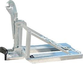 Bauer Fasslifter RS-I/91 für Stapler, feuerverzinkter Stahl, silber, L 129,5 cm, B 58,5 cm, H 92,5 cm, für 1 x 200/220-l-Fässer, bis 800 kg - Bild 1