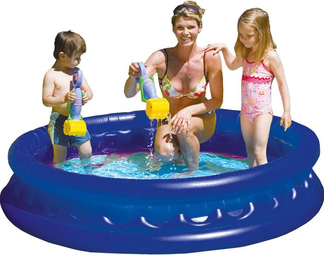 Happy People Pool Galaxy aufblasbarer Kinderpool rund, Blau, Durchmesser: 155 cm, Höhe: 32 cm - Bild 1