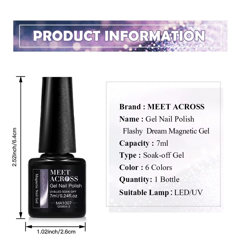 MEET ACROSS Flashy Dream Cat Magnetischer Gel Nagellack Glitter, 7 ml - Bild 6