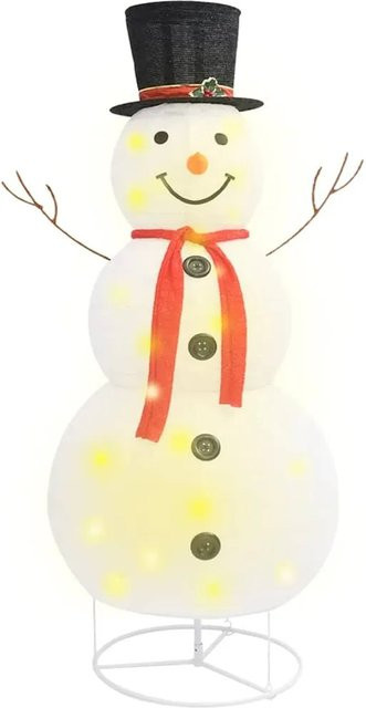 vidaXL LED-Schneemann Weihnachtsfigur aus weißem Stoff, Höhe: 180 cm - Bild 1