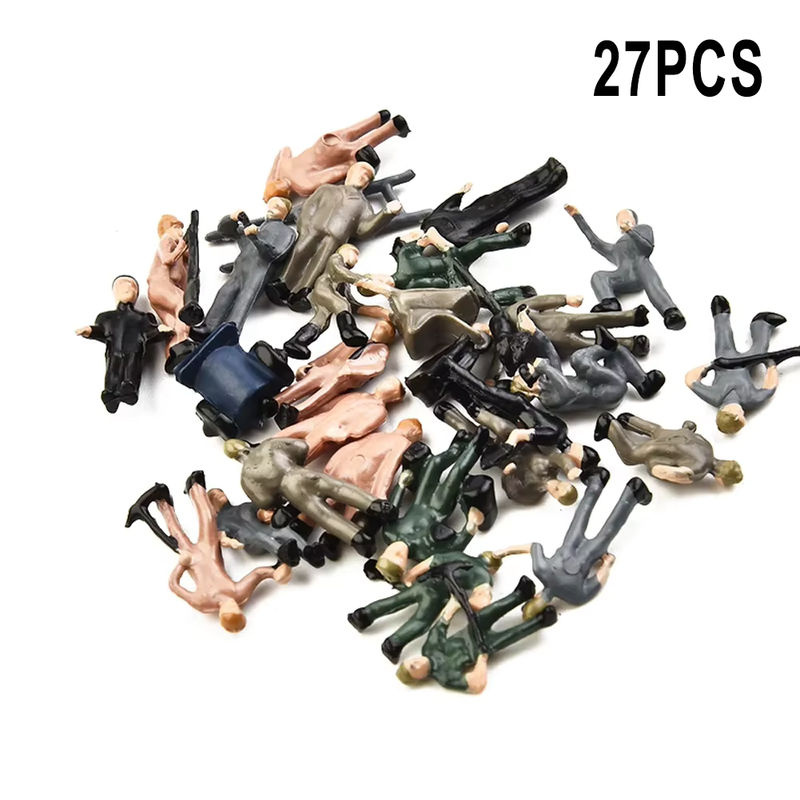27 Stück Modellbau Figuren Set Eisenbahn Arbeiter mit Werkzeug im Maßstab 1:87 HO Multicolor - Bild 2