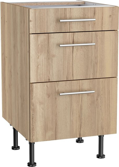Optifit Küchen-Unterschrank Erik290 mit 3 Auszügen in WildEiche, B/T/H: 50 x 58,4 x 87 cm - Bild 1