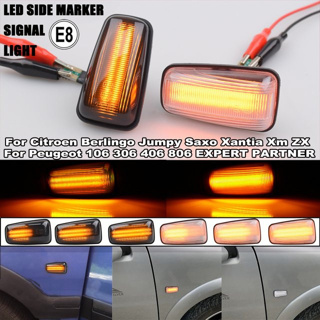 Malcayang LED Dynamische Blinker Seitenmarkierungsleuchten für Peugeot und Citroen, 2er Set - Bild 1