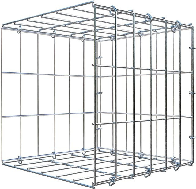 Gabiona C-Ring Anbaukorb Typ 2 in Silbergrau mit Maschenweite 5 x 10 cm, B/T/H: 30 x 30 x 30 cm - Bild 1