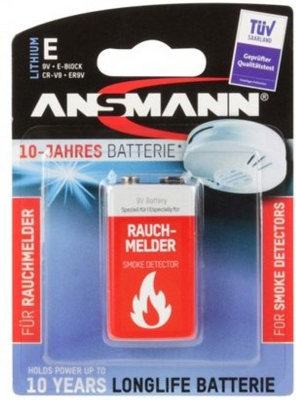 Ansmann E-Block 9V Lithium Batterie für Rauchmelder in Rot und Silber - Bild 2