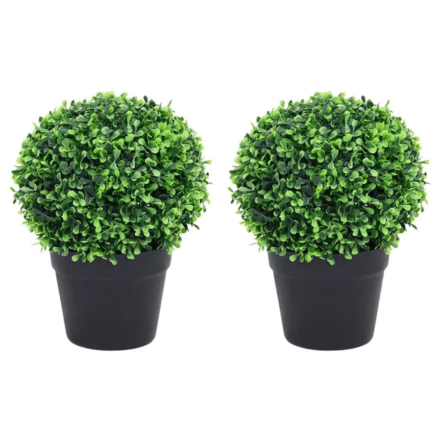 furnicato Set aus 2 künstlichen Buchsbäumen in Kugelform mit Topf, Grün, Höhe: 32 cm - Bild 2
