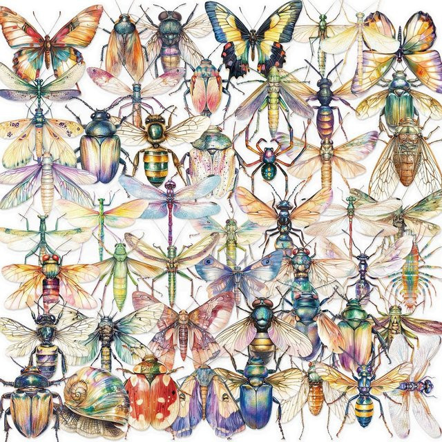 50 Stück transparente Insekten-Aufkleber von AnimeWorlds Store, wasserfeste PET-Sticker in Multicolour für Scrapbook, Gitarre und Notebook-Dekor - Bild 1