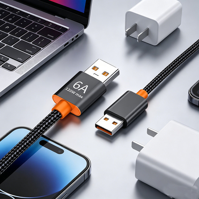 USB A Verlängerungskabel 6A 120W Hochgeschwindigkeits-Datenverlängerungskabel Schwarz - Bild 1