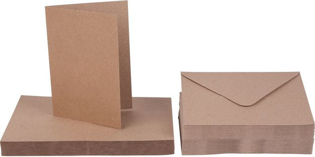 Craft UK Limited Doppelkarten mit Umschlägen aus Kraftpapier in Beige, DIN A6, 50 Stück - Bild 1
