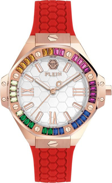 Philipp Plein Damenuhr, Quarz, Edelstahl, Silber, 39 mm, Silikon - Bild 1