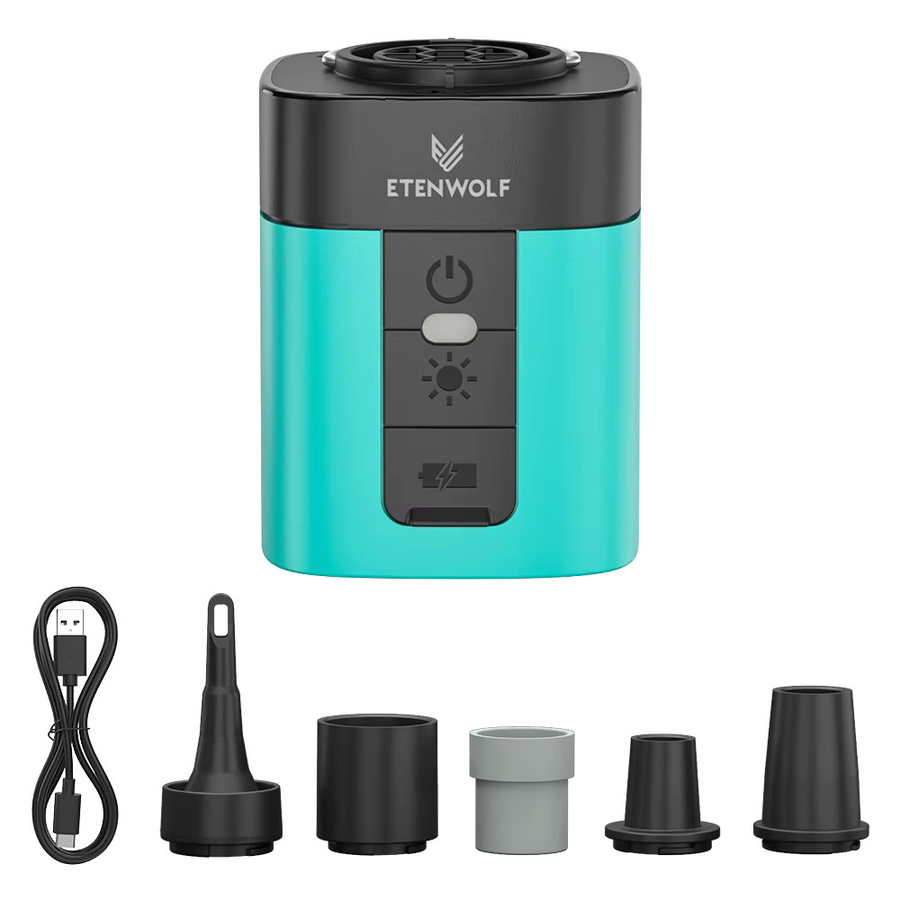 ETENWOLF AIR 3 Elektrische Luftpumpe und Campinglampe in Turquoise mit 2600 mAh für Luftmatratzen, Schwimmreifen und Schwimmringe - Bild 6