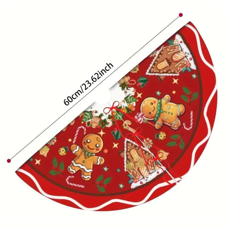 VIKAMA Weihnachtsbaummatte im American-Style mit Gingerbread Man und Candy Cane Motiv, rund, Durchmesser: 60 cm - Bild 4