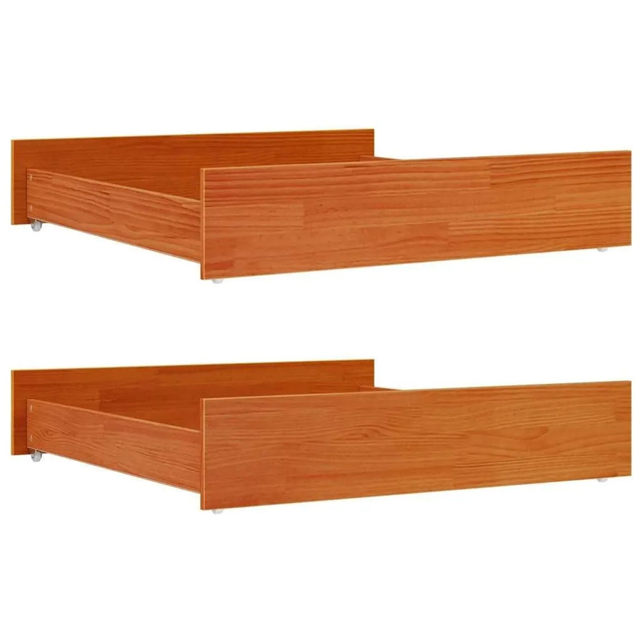 vidaXL Bettschubladen aus Massivholz Kiefer, 2 Stück, Wachsbraun, B/T/H: 95 x 42 x 18 cm - Bild 2