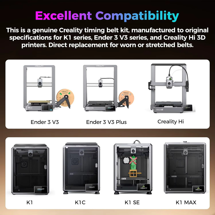Creality Original K1 Zahnriemen-Set 1,8m für K1, K1 Max, K1C und Ender 3 V3 3D-Drucker Ersatzteile in Schwarz - Bild 3