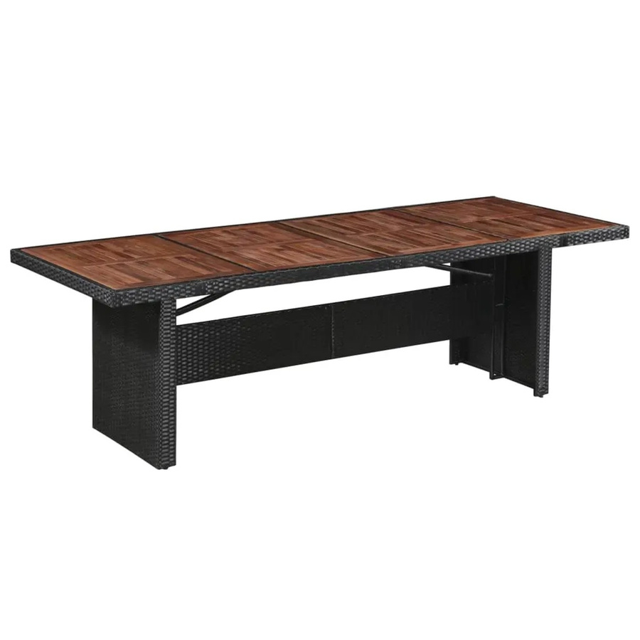 vidaXL Gartentisch aus Poly Rattan und massivem Akazienholz in Schwarz-braun, B/T/H: 240 x 90 x 74 cm - Bild 2