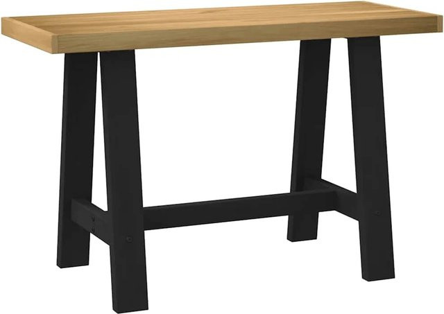 vidaXL Schreibtisch NOAIN aus Massivholz Kiefer mit X-Frame Beinen, B/T/H: 120 x 50 x 75 cm, Braun/Schwarz - Bild 1