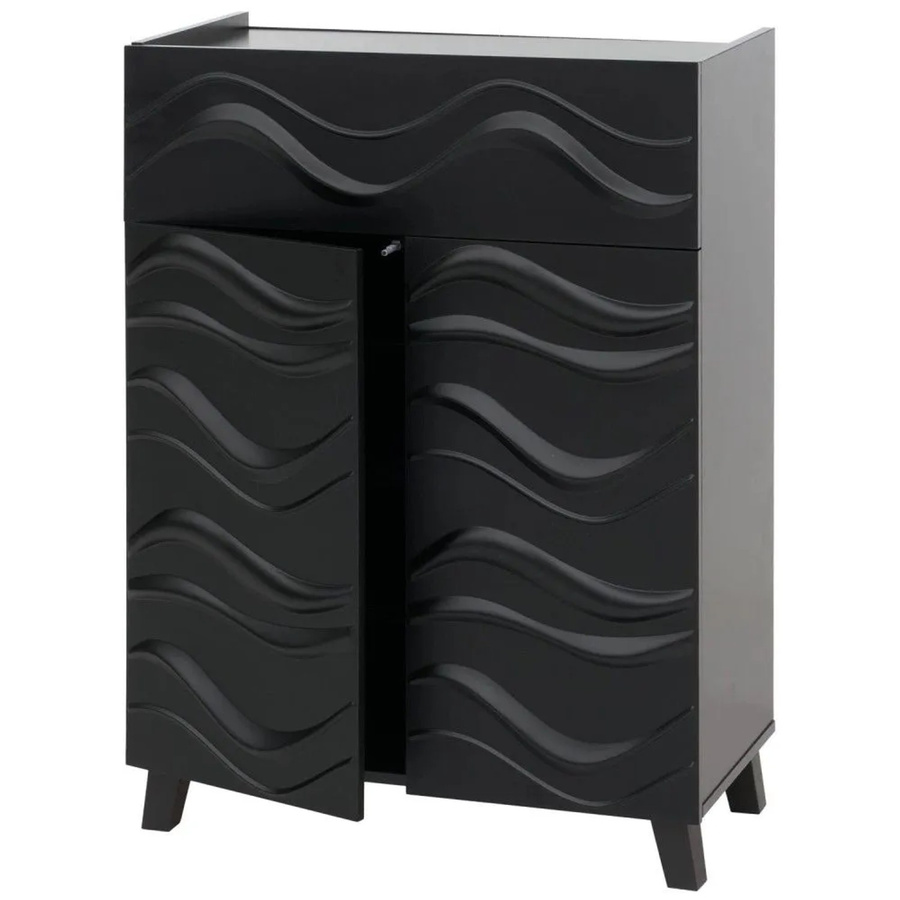 MCW Kommode N86 Sideboard mit 3D-Wellen-Design in Schwarz, B/T/H: 107 x 76 x 36 cm - Bild 2