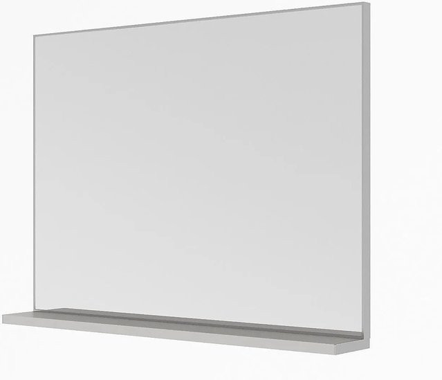 Aquabatos Badspiegel mit Ablage in Silber matt, rechteckiger Wandspiegel mit Aluminiumrahmen, Breite: 80 cm, Höhe: 60 cm - Bild 1
