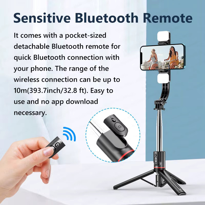 TOKQI L13d Selfie-Stick-Stativ mit Fülllicht und Bluetooth, Schwarz, tragbares Stativ für iPhone 17/16 Smartphones, 116 cm - Bild 3