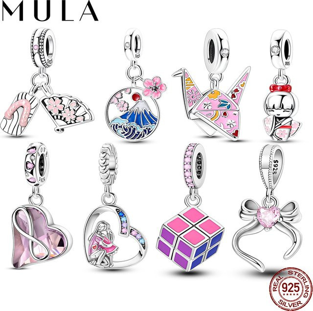 MULA Charms-Perlen, 925 Silber, Rosa, Perle, Damen - Bild 1