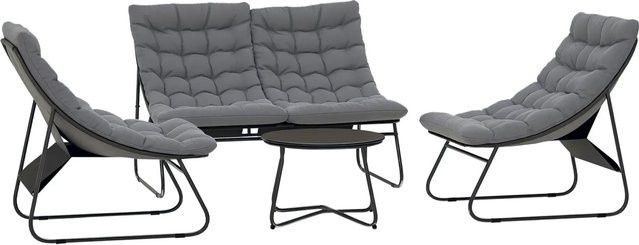 Outsunny Garten Sofa Set aus Stahl und Polyester in Grau, B: 87 cm, T: 122 cm, H: 85 cm - Bild 1