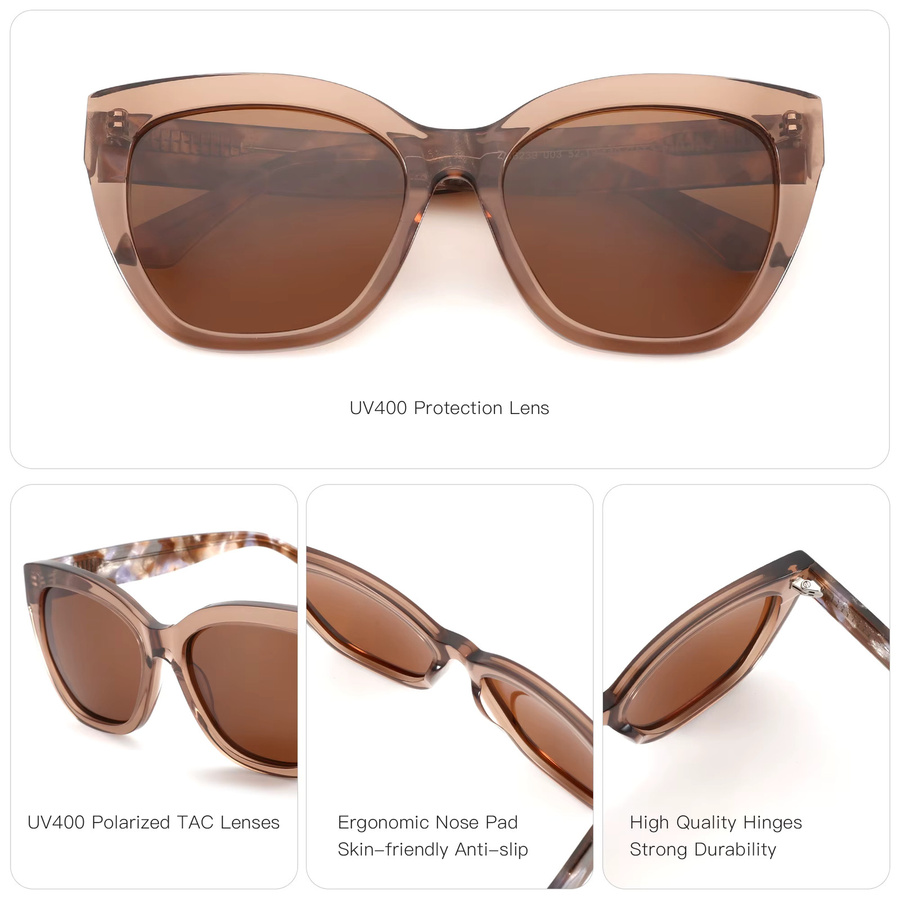 ZENOTTIC Butterfly Sonnenbrille, Acetat, Vollrand, braun, polarisiert - Bild 2