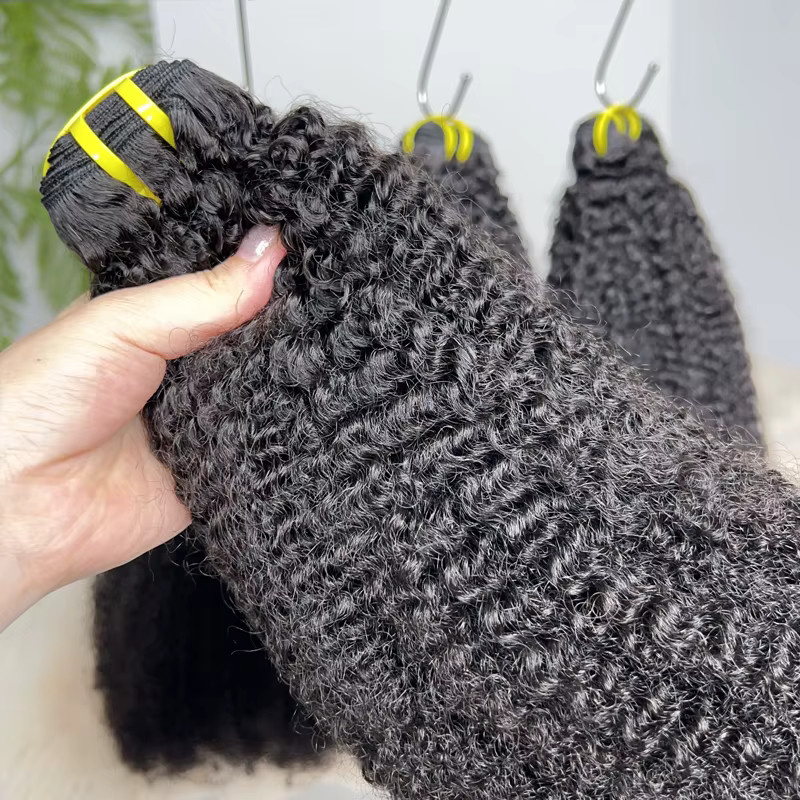 GDYLuxury Afro Kinky Curly Rohhaar-Extensions, Doppelter Haaransatz - Bild 5